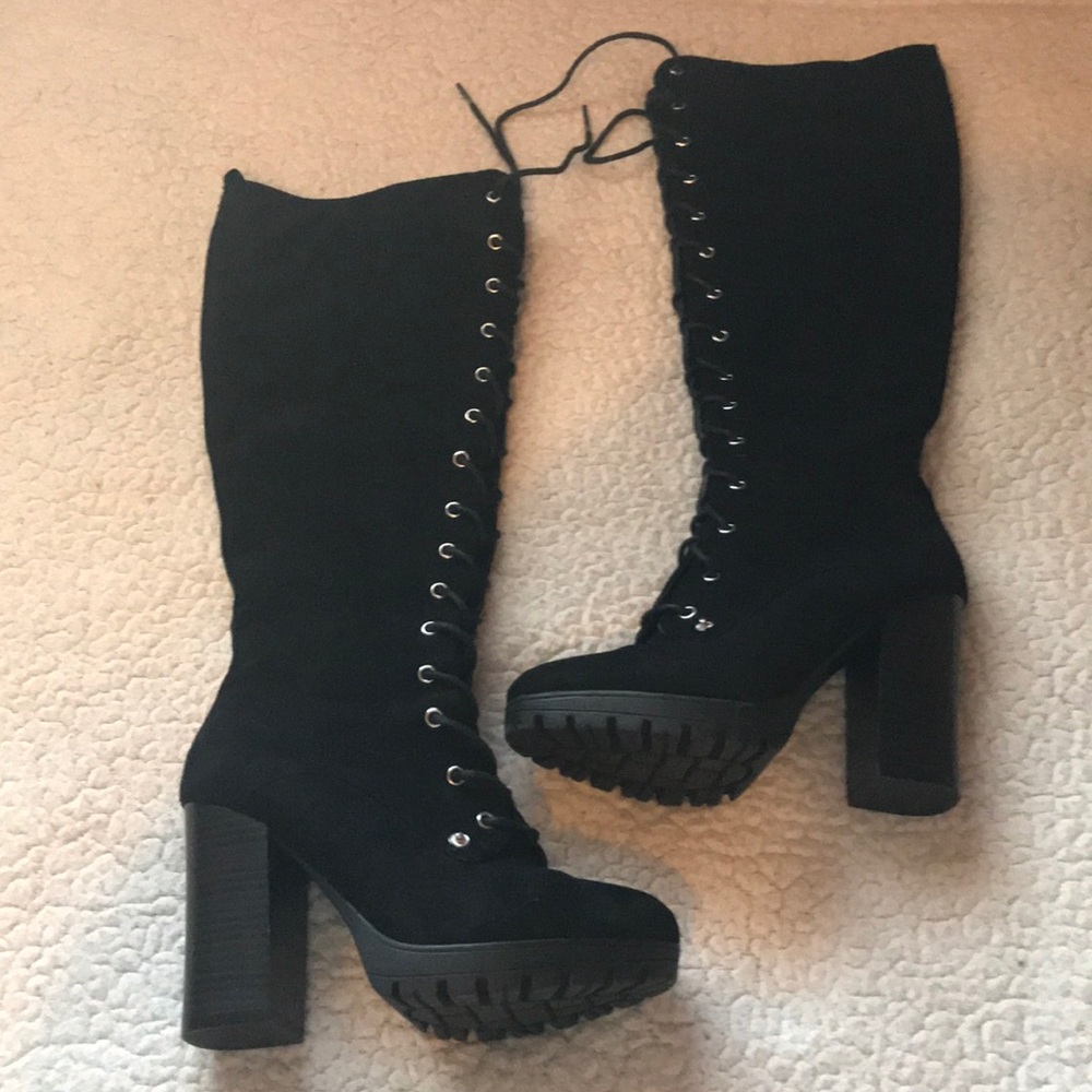 Knee High Lace-Up Boots